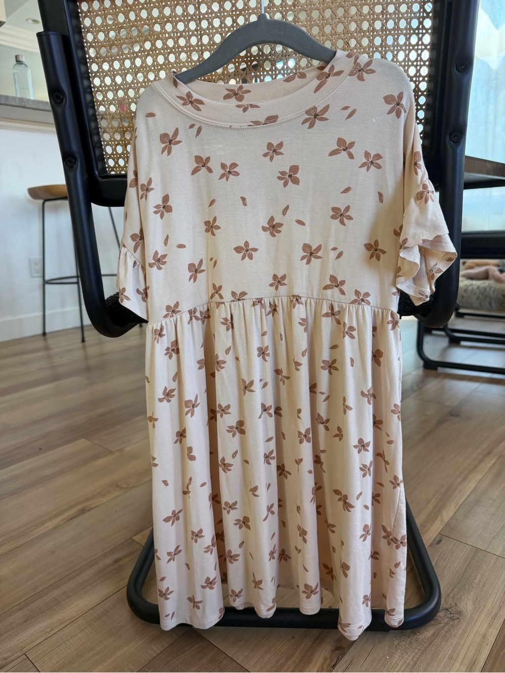 Rylee + Cru Cream Dress with Brown Floral Print